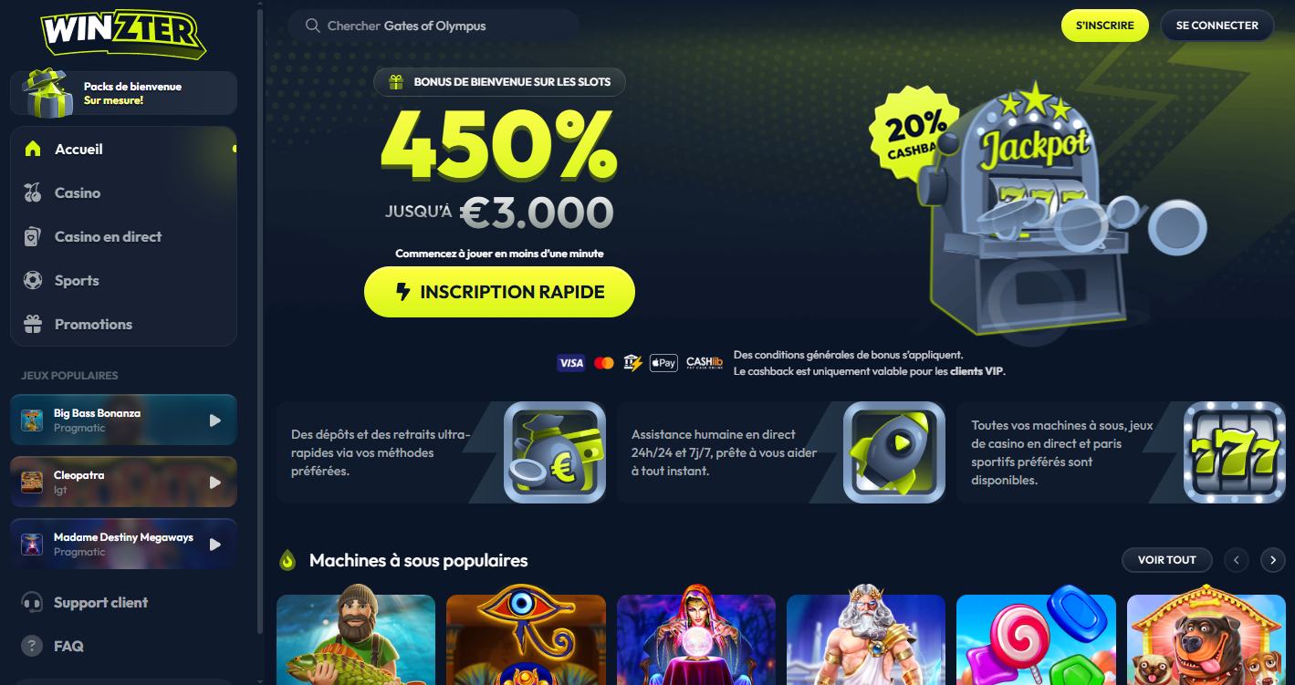 Découvrez le casino Winzter, une plateforme complète acceptant les dépôts par Paysafecard.